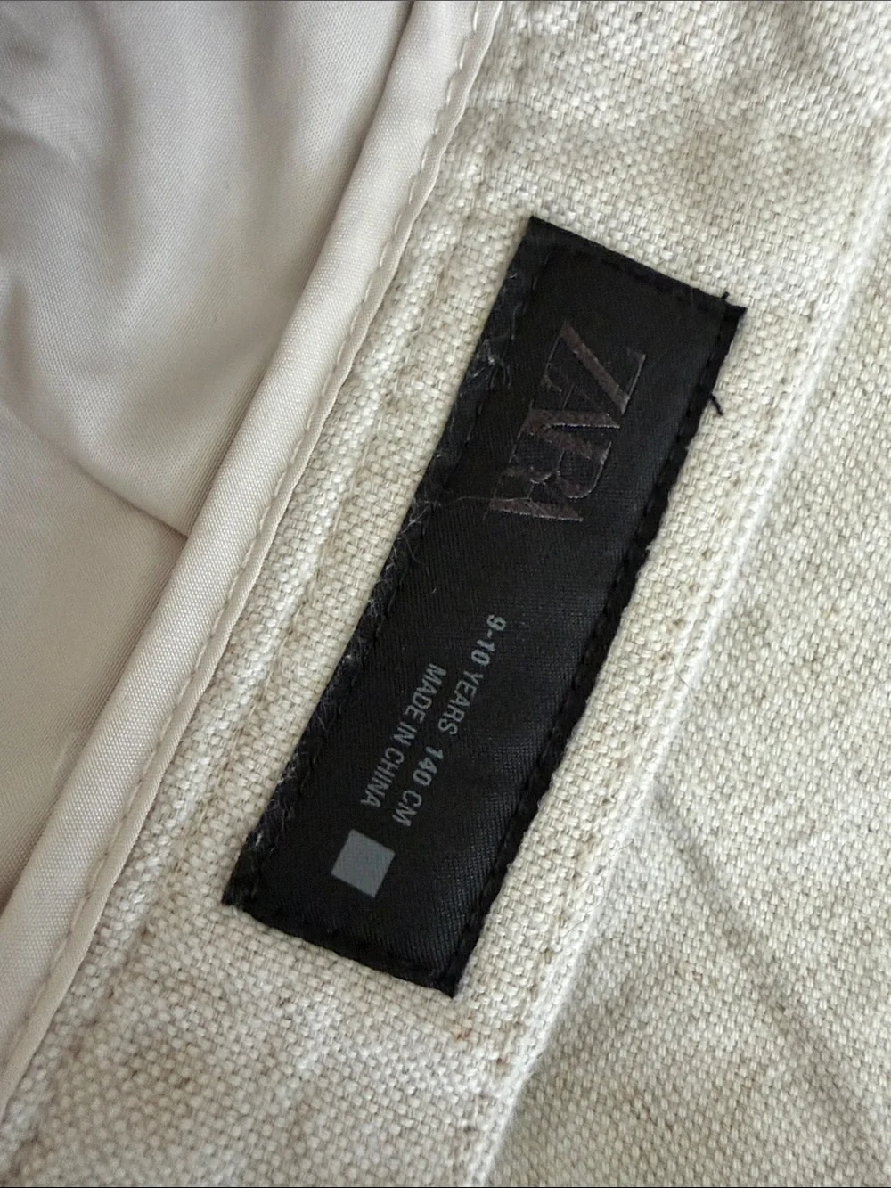 Zara Boys Light Beige Linen Suit Jacket and Trousers